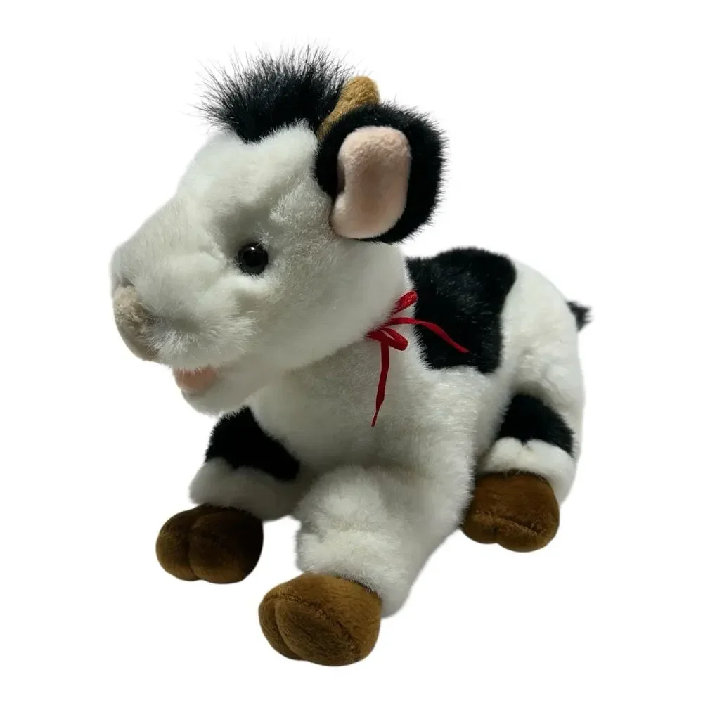 Gund Cow Daisy Black White Plush 10” 1993 Red Ribbon Bow